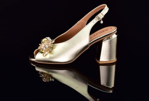 Eleganckie Sandały Na Słupku Z Kamieniami GIULIO SANTORO By LABUTTO L-5801-K Złoty