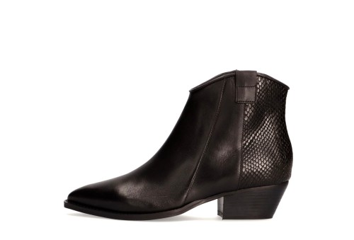 KOWBOJKI ZA KOSTKĘ NA SUWAK EDEO SCARPE DA DONNA 3969-741/1508 CZARNY SKÓRA LICOWA/WZÓR WĘŻA NA ZAPIĘTKU