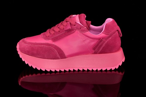 Damskie-skorzane-Zamszowo-Licowe-Sneakersy-Na-Platformie-W-Soczystym-Kolorze-Artiker-55C0024-Roz/Fuksja-