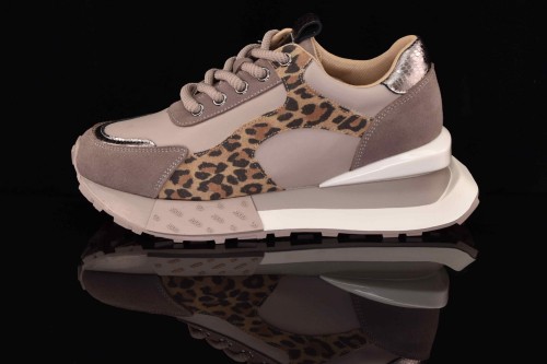 Damskie-skorzane-Zamszowo-Licowe-Sneakersy-Na-Platformie-Z-Printem-W-Panterke-Artiker-55C0090-Szary-Bez/Pantera-