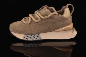 Damskie Zamszowe skóra naturalna Sneakersy  Na Platformie Z Grubą Sznurówką Artiker 54C1466 Light Brown/ Beż 