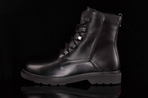 Damskie Botki Traperki Skórzane MARCO TOZZI 2-25276-41 022 Czarny