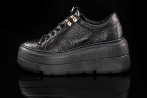 Sneakers Półbuty Na Platformie KARO W -20123-569F Czarny Skóra Naturalna