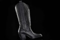 Damskie-Botki-Kowbojki-Haftowana-Dluga-Cholewka-Skora-Naturalna-EXQUISITE-1595-Czarny-4
