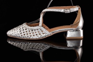 Eleganckie Damskie Sandały Plecionka miękka skóra Na Obcasie GIOSEPPO 75560 Brillion/ Srebrny