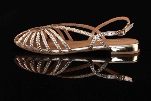 Damskie-Zlote-Skorzane-Sandalki-Plecionka-GIOSEPPO-Hingham-75440-Platyna/Zloty-