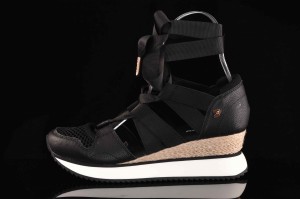 Hiszpańskie Damskie Sneakersy Sandały Wiązane Wokół Kostki GIOSEPPO 72193 Muir/Czarny