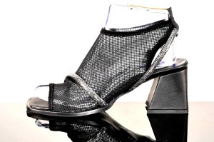 Eleganckie Sandałki z Siateczki Ozdobne Paski z Cyrkoniami DONNA FABIANI 230-24Y-3500 Czarny