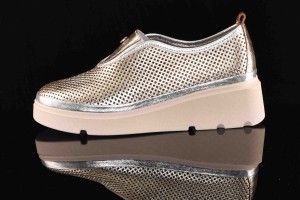 Damskie Skórzane Ażurowe na Platformie Półbuty EMI ROMANI/BOCCATO 773.1903/107 Złoty