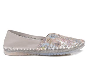 Półbuty Skórzane Wsuwane Slip-on Miękkie i Wygodne MACIEJKA  T1930-03/00-0 Popiel Kwiatki