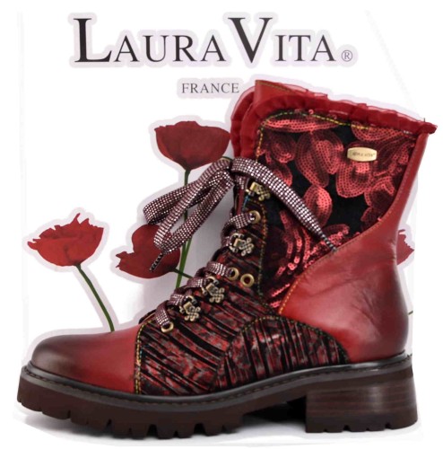 Artystyczne-Skorzane-Damskie-Trzewiki-Traperki-LAURA-VITA-0007365-KOULEO-16-ROUGE/Czerwony-