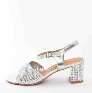 Srebrne Sandałki Glamour ze Skóry Naturalnej  Blask, Wygoda i Kobieca Elegancja  D&A Barski Premium Collection CR61-3092 Silver/Srebrny Plecionka