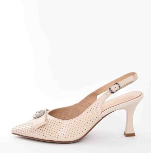 Damskie Skórzane  Czółenka Subtelny Luksus Który Przyciąga Spojrzenia  D&A Barski Premium Collection CR61-3119 Beige/Beż 