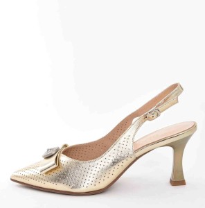 Damskie Skórzane  Czółenka Subtelny Luksus Który Przyciąga Spojrzenia  D&A Barski Premium Collection CR61-3119 GOLD/Złoty 