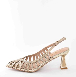 Sandałki Glamour z Kryształkami Blask Elegancja i Komfort  D&A Barski Premium Collection CR61-3073 GOLD/Złoty Kryształki 