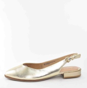 Skórzane Baleriny z Odkrytą Piętą Klasyczna Elegancja i Komfort  Marco Tozzi  2-29408-42 Gold/Złoty