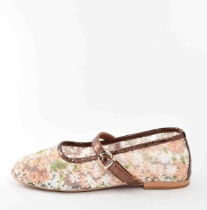 Romantyczne Baleriny Haftowane Zapinane na Pasek BOMBONELLA 14-348-1986/D-07-14 Biały/Miedziany