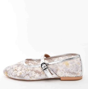 Romantyczne Baleriny Haftowane Zapinane na Pasek BOMBONELLA 14-348-1986/D-05-09 Biały/Srebrny