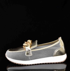 Stylowe Sportowe Mokasyny Elegancja i Komfort w Złotej Odsłonie  D&A Barski Premium Collection LR61-7054 Gold/Złoty