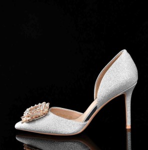 Szpilki Glamour Silver Shine Efekt WOW na Twoje Wielkie Wyjścia  MOLO 8921-60Y Silver/Srebrny  Satyna z Efektem Brokatu