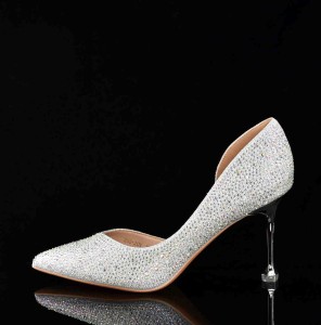  Czółenka Glamour z Kryształkami Efekt WOW i Niezrównana Elegancja  MOLO 258-20Y Silver /Srebrny