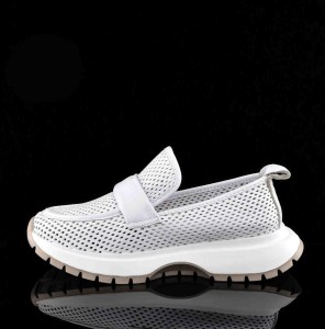 Ażurowe Sportowe Mokasyny Z Naturalnej Skóry Bombonella 735-2040/05 Biały