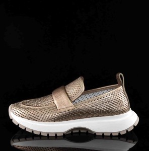 Ażurowe Sportowe Mokasyny Z Naturalnej Skóry Bombonella 735-2040/02  ZŁoty