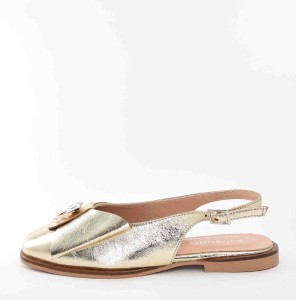 Zachwycające Skórzane Sandałki Niski Obcas Duże Rozmiary BOMBONELLA 010.1408/104T Złoty