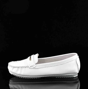 Damskie Miękkie Ponadczasowe Mokasyny D&A Barski Premium Collection LR61-7028 White/ Biały