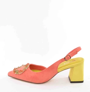 Luksusowe Czółenka Odkryta Pięta Biżuteryjna Elegancja w Wyjątkowym Wydaniu MENBUR AM76135 Coral/Pomarańcz