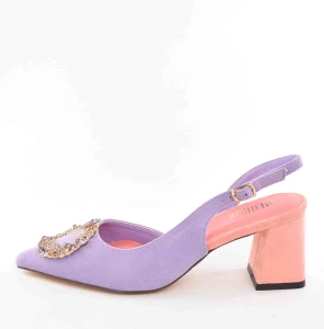 Luksusowe Czółenka Odkryta Pięta Biżuteryjna Elegancja w Wyjątkowym Wydaniu MENBUR AM76180 Lila