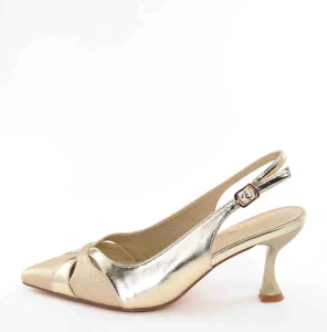 Subtelnym Blask i Kobieca Forma Czółenka z Odkrytą Piętą MENBUR AM77600 Oro/Złoty