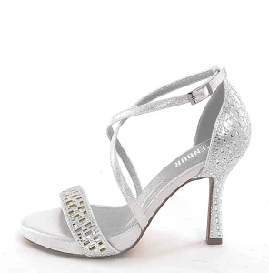 Obłędne Srebrne Sandały na Podsuwce MENBUR AM72209 Plata/Srebrny