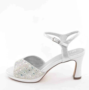 Eleganckie Kobiece Sandałki na Podsuwce MENBUR AM71609 Plata/Srebrny