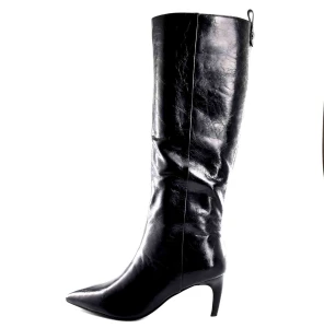 Obłędne Damskie Kozaki Skóra Naturalna Licowa z Efektem Cracle  D&A Premium Collection CR62-3251 Czarny