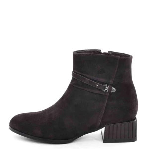 Eleganckie Czekoladowe Botki Kozia Skóra Zamszowa Naturalna D&A Premium Collection CR62-3476 Ciemny Brąz