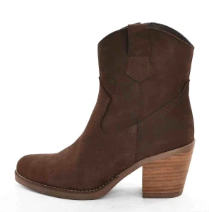 Hiszpańskie Kowbojki Krótkie zamszowe Cynamonowy Brąz HEE SHOES 25774 Rudo Brązowe