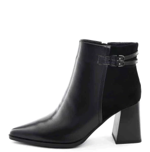 Skórzane Botki Licowa Skóra ze Szlachetnym Kozim Zamszem D&A Premium Collection CR62-3477 Czarny