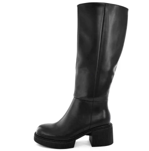 Skórzane Kozaki z Platformą Na Szerokim Obcasie D&A Premium Collection MR62-9051 Czarny