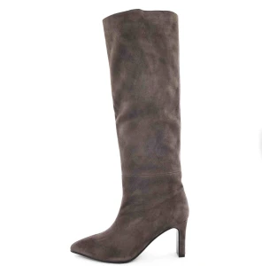 Ekskluzywne Kozaki Prosta Cholewka z Naturalnej Koziej Zamszowej Skóry CR62-3470 Grey Taupe Mocca